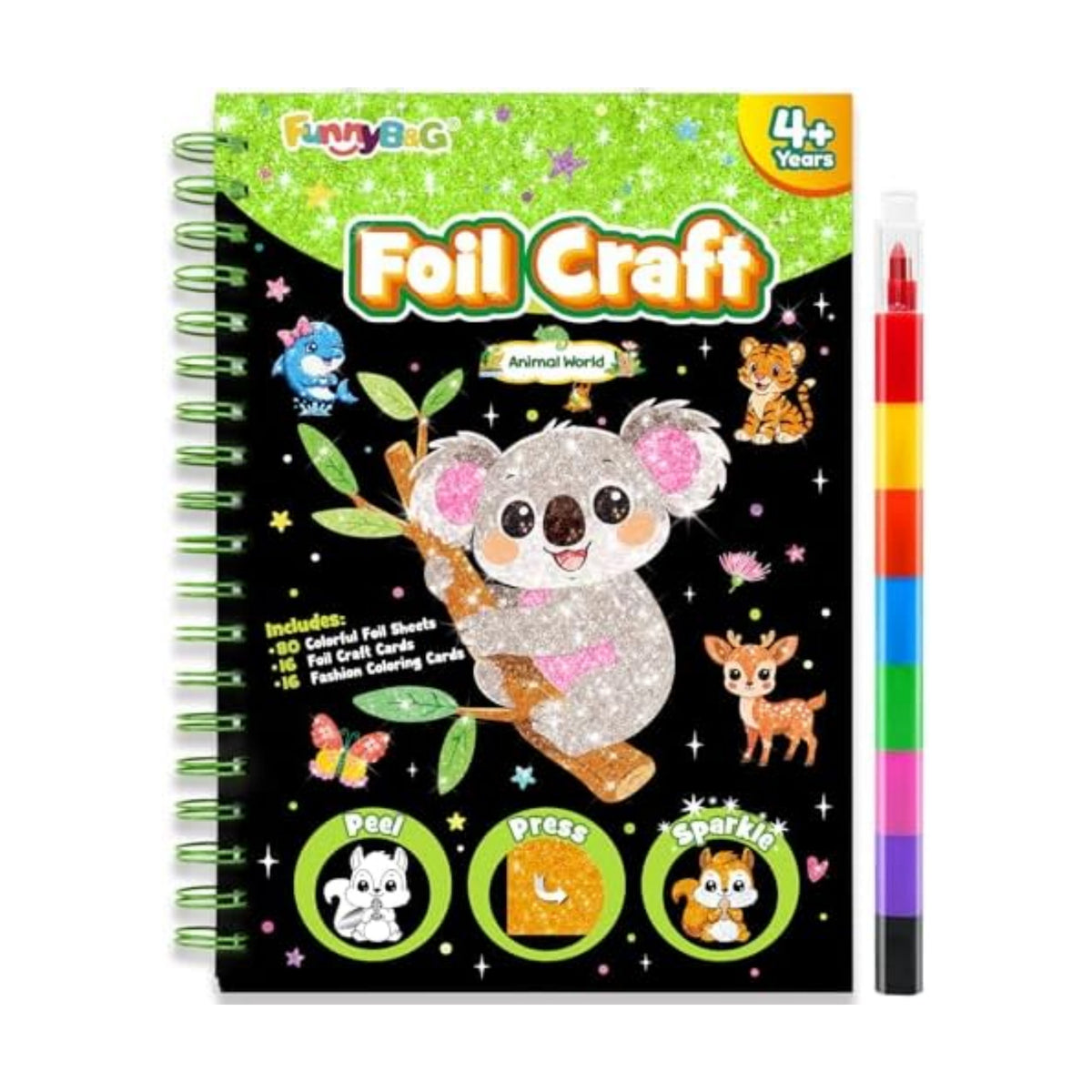 FUNNYB&G Foil Art Craft Kit for Kids, Sparkly Birthday Gift Toy for Kids