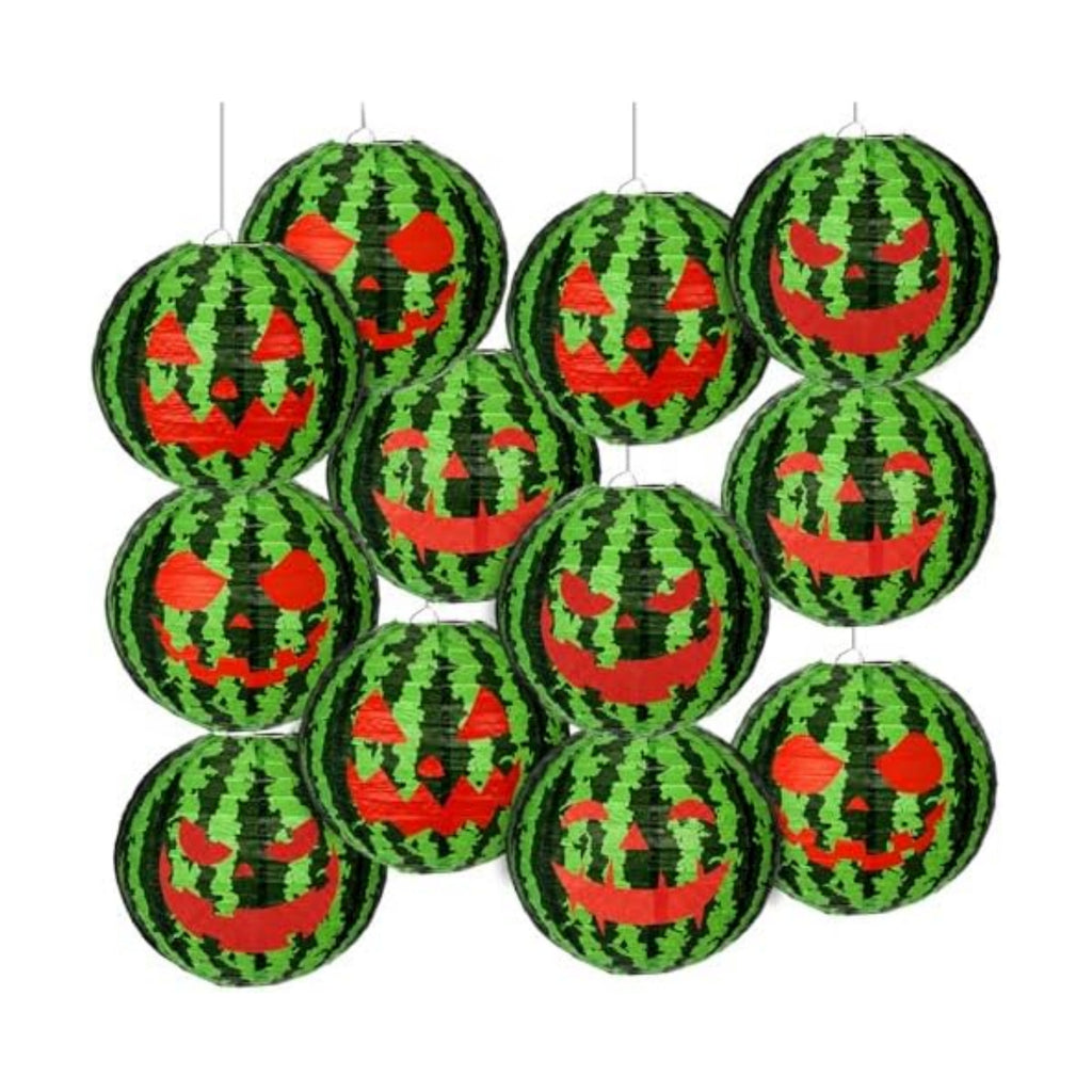 Baquler 12 Pcs Watermelon Paper Lanterns Halloween Green