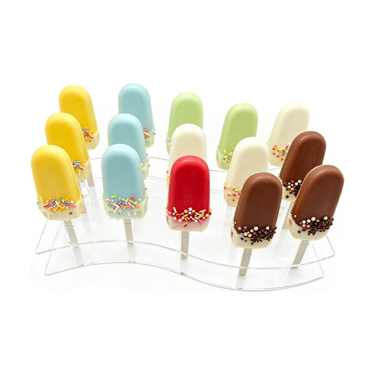 1 Pcs Acrylic Cakesicle Display Stand, 15 Holes Cakesicle Stand Display, Reusable Clear Cake Pops Sticks Kit for Wedding Shower Birthday Dessert Table Display