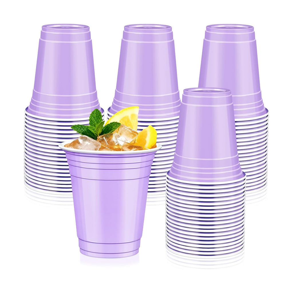 50 Pcs Light purple Plastic Cups, 12 oz Disposable Cups for Party