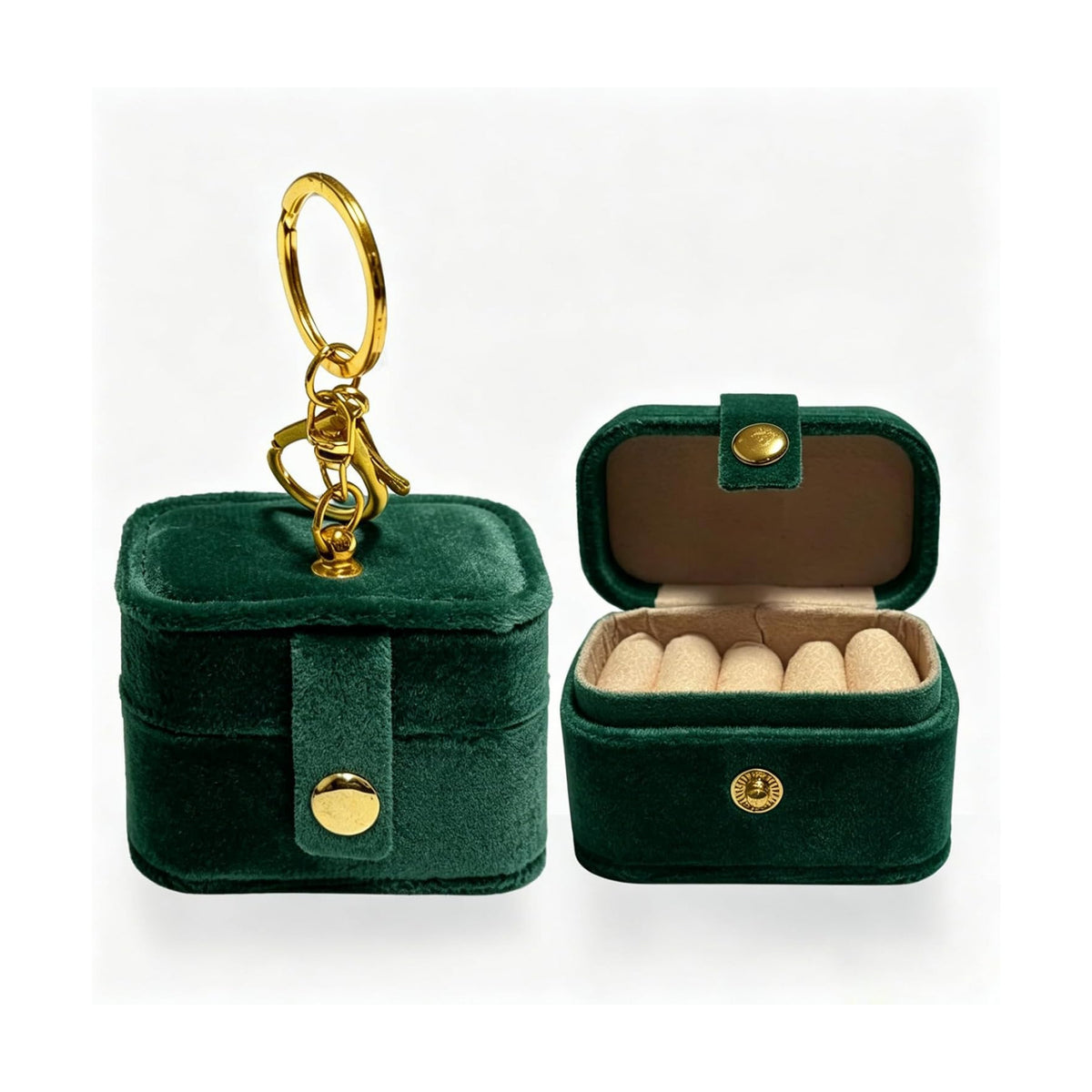 Ring Bearer Pillow Box for Dog Collar, Velvet Wedding Mini Ring Holder Pouch for Pet, Travel Ring Earrings Storage Box for Proposal Engagement Wedding Ceremony Party (Green)