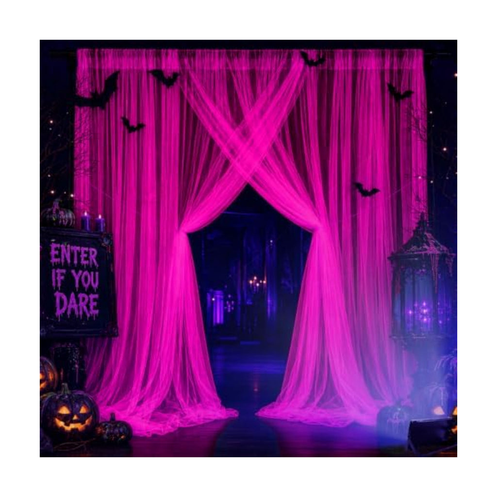 Mega-L Halloween Decorations, 3 Pack Halloween Tulle Backdrop Curtains