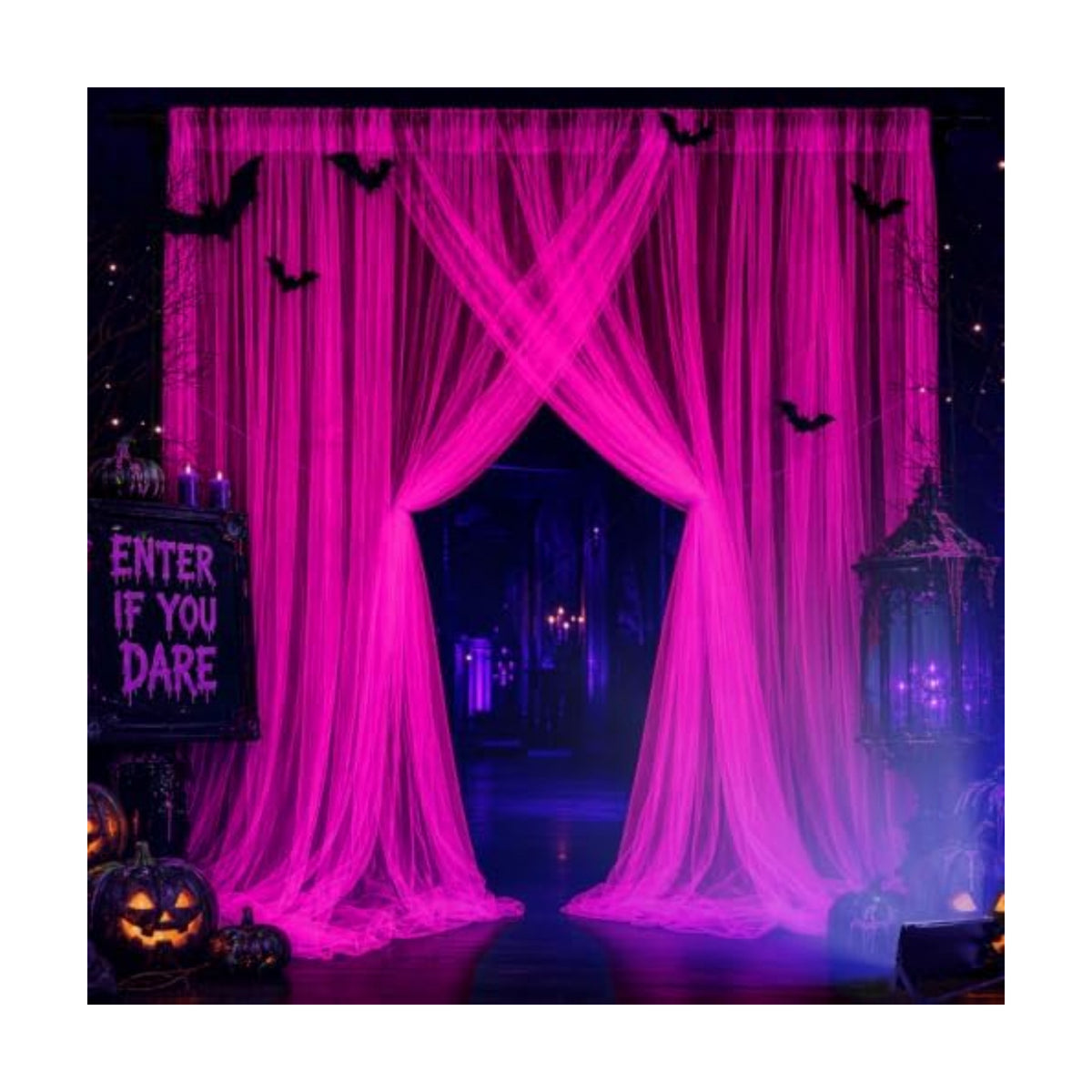 Mega-L Halloween Decorations, 3 Pack Halloween Tulle Backdrop Curtains