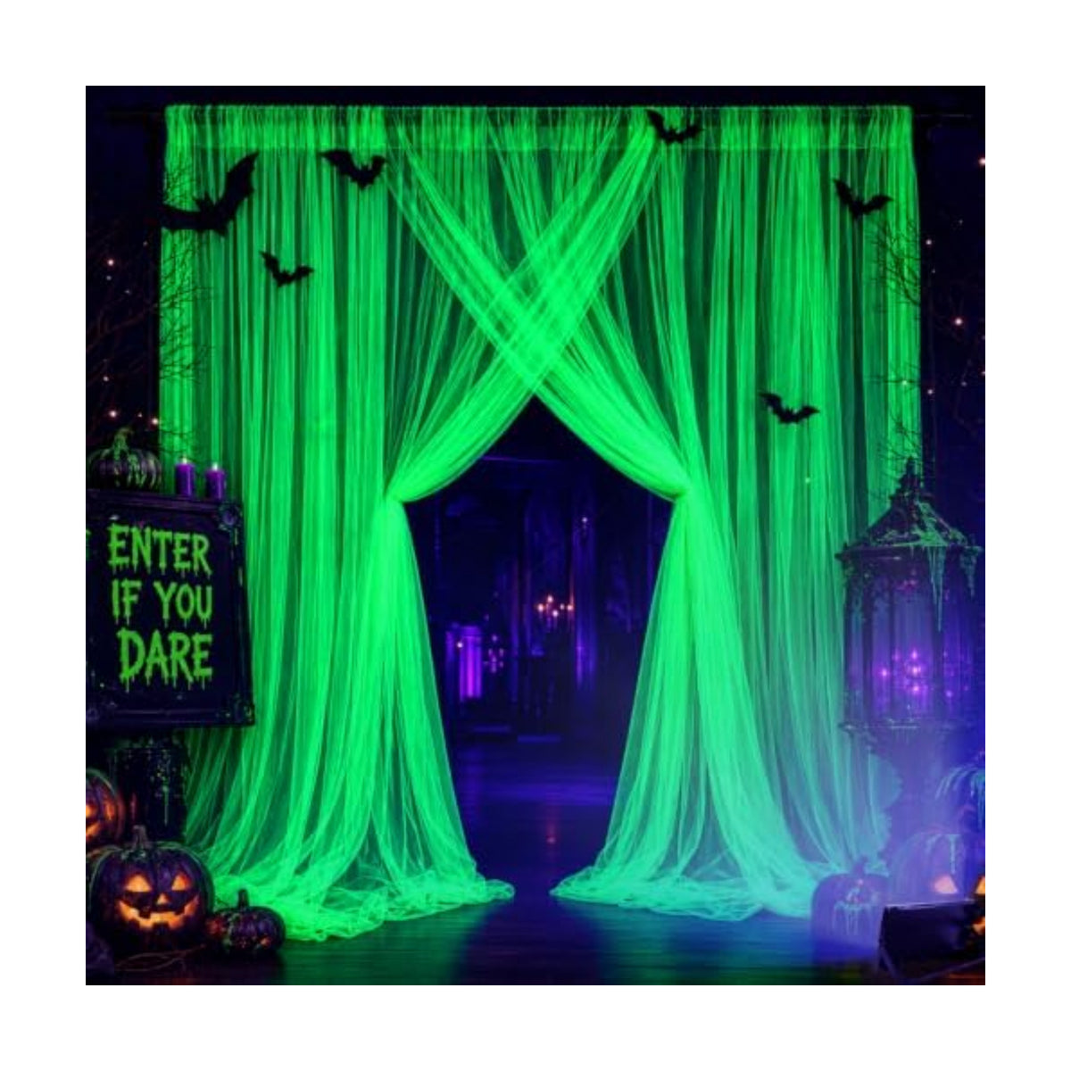 Mega-L Halloween Decorations, 3 Pack Halloween Tulle Backdrop Curtains