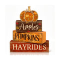 Moucuny 4 Pcs Fall Table Decoration for Home, Wooden Pumpkins Harvest Decor