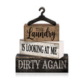 Moucuny 4 Pcs Farmhouse Laundry Room Decor and Accessories Stacked Blocks