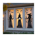 Halloween Decorations Window Clings, 3 Large Witch Window Decals Double Sided Window Clings, Spooky Witch Black Cat Bats Gothic Decor for Glass Windows, Holiday Party Home Indoor Decoration, 3 Sheets