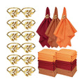 LemonRoad 36 Pcs Cloth Napkins and Napkin Ring Holders, Reusable Fabric for Table Decor Banquet Holiday Dinner Party Supply(Orange, Burgundy, Coffee，Gold,Fall)