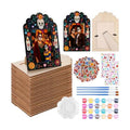 Fovths 24 Packs Dia De Los Muertos Picture Frame Painting Craft Kit with Stickers Wooden Day of the Dead Altar Decorations Remembrance Supplies Sugar Skull Marigold Ofrenda Decorations