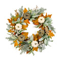 Pinkpum 20" Fall Wreath for Front Door Pumpkin Lambs Ear Wall Decor Autumn
