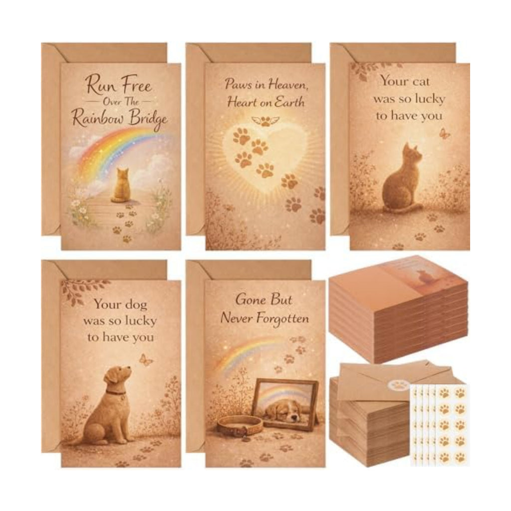 Eaasty 50 Sets Greeting Cards & Envelopes, PET Sympathy Style