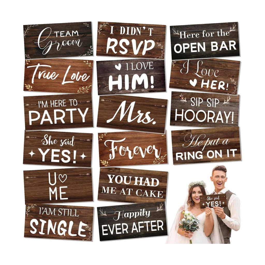 DERTE 24 Designs Rustic Wedding Photo Booth Props 11x5.5 Inch