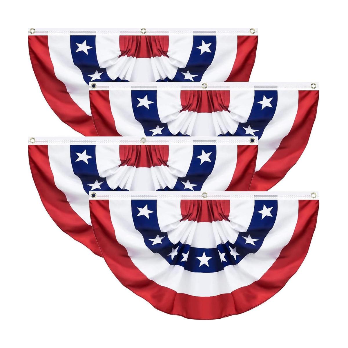 4 Pack USA Pleated Fan Flag, 1.5 X 3 FT American Bunting Flag, 4th of July Patriotic Half Fan Banner Flag Decoration for 4th of July Independence Day Outdoor Decorations