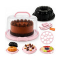 10in Buntz Cake Pan Non Stick & 12in Cake Carrier with Lid-Handle, Pink