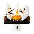 Ghost Campfire Night Light, Plug-in Wall Flickering Flame Nightlight, Halloween 3D Cute Spooky Marshmallow Ghost Decoration for Bedroom, Spooky Season Home Halloween Decor for Kids Adults