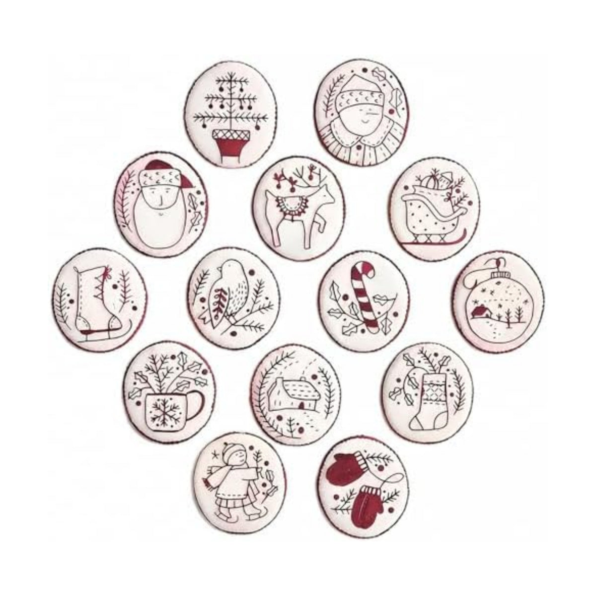 Christmas Embroidery Kit, 12PCS DIY Ornament Set for Beginners