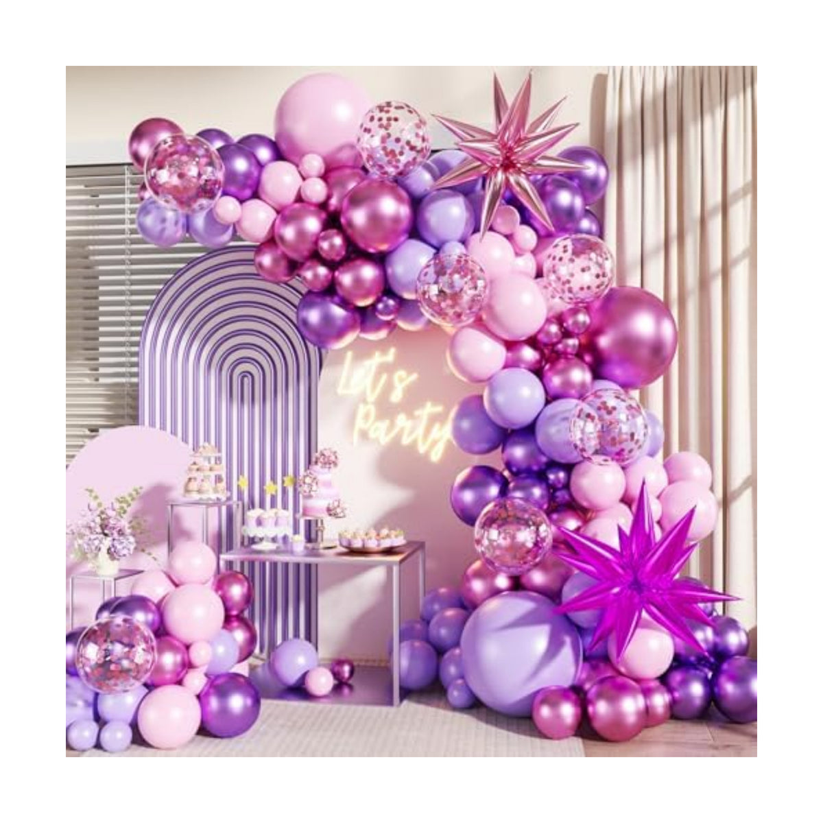 Pink and Purple Balloons Arch Kit for Birthday Decorations