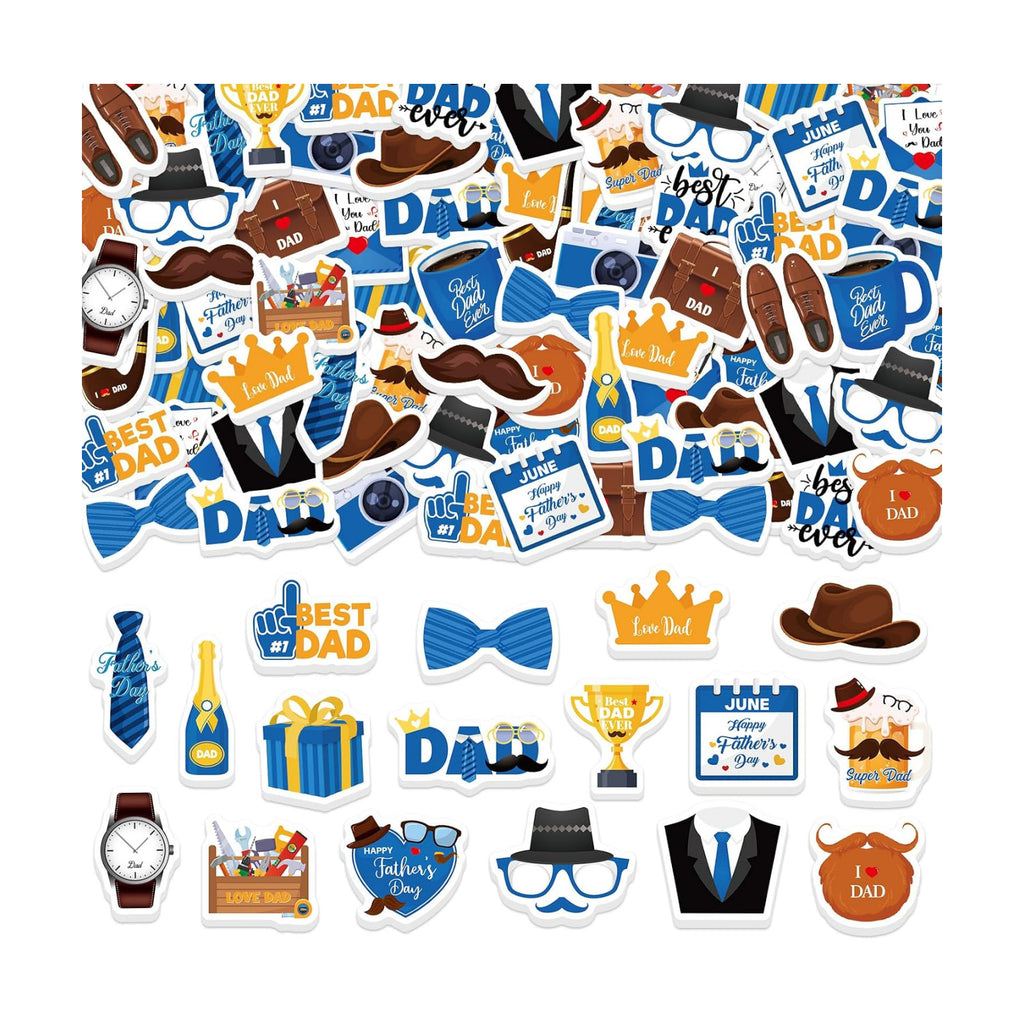 300Pcs Father's Day Foam Stickers, Cute Beard Tie Dad Foam Sticker Self Adhesive Fathers Day Stickers for Father's Day DIY Arts Crafts Party Favors School Activity Reward
