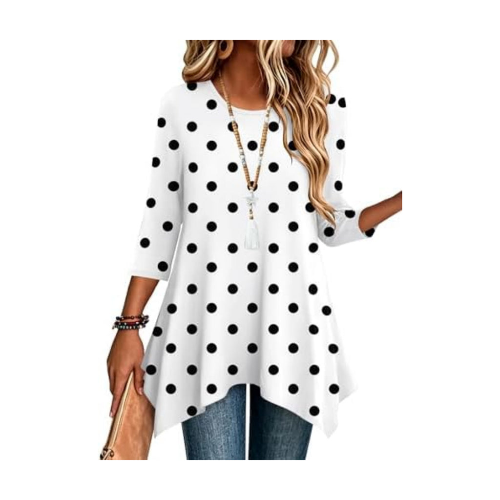 Zeagoo Womens Tops 3/4 Sleeve Loose Fit Dressy Tunics Plus Size Boho Shirts