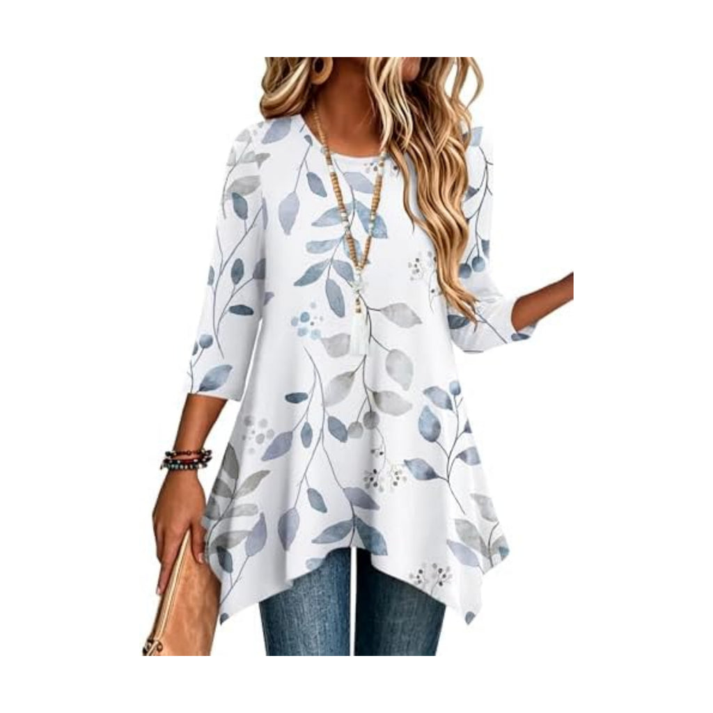 Zeagoo Womens Tops 3/4 Sleeve Loose Fit Dressy Tunics Plus Size Boho Shirts