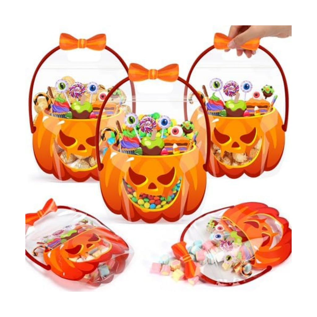 Fuutreo 36 Pcs Halloween Treat Bags with Handles, Pumpkin Plastic