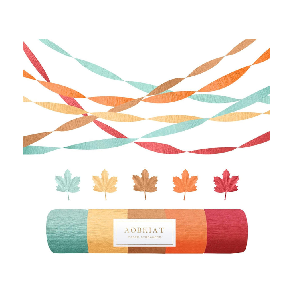 AOBKIAT Fall Colorful Streamers Party Decorations,5 Rolls