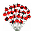 RAINFLOW 30 PCS Ladybug Garden Stakes - 25cm Red 3D Plant Picks for Pots