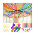 1000 Sheet Rainbow Paper Chain Strips and 65 ft Star Garland Set
