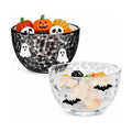 AnyDesign 2Pcs Halloween Icon Candy Bowls 14 Oz Black White Ghost Bat Serving Bowl Trick or Treat Glass Dishes Candy Servers Table Decor for Gifts Snacks Cookies Dessert Party Supplies