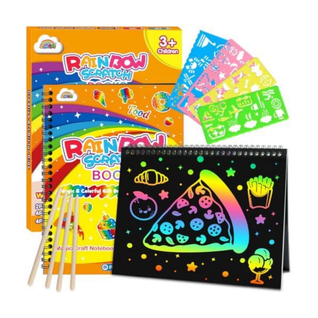 ZMLM Scratch Paper Art-Crafts Gift: 2 Pack Rainbow Notebooks Supplies Toys