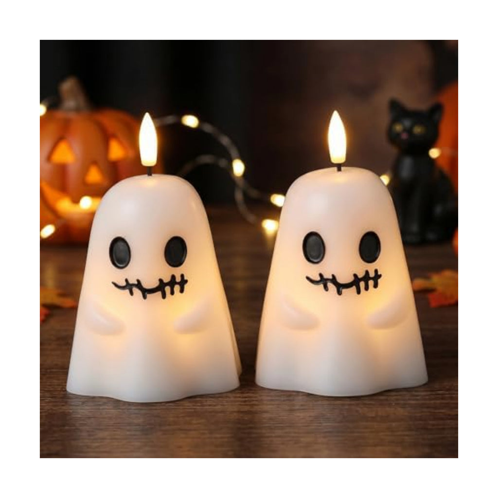 GenSwin Ghost Halloween Flameless Candles Battery Operated LED with Timer