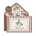 JarThenaAMCS 24Pcs Cowboy Thank You Cards with Envelopes Stickers Western Greeting Cards Beige Brown Striped Blank Note Card for Cowboy Birthday Country Party Supplies