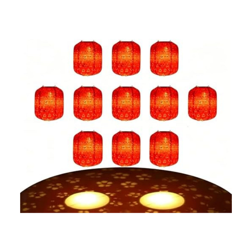 10PCS Red Paper Lanterns with LED Lights,Cute 6 Inch Lantern Hanging Paper Lanterns Lamp for Lunar New Year Spring Ceremony Wedding,Mid-Autumn, Party Decoration