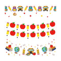Back to School Decorations Banner - DIY Paper Pencil and Apples Banners, Red Yellow Welcome to School Sign Garland for First Day of Schools Classroom Themed Party Decor Supplies Favors Props