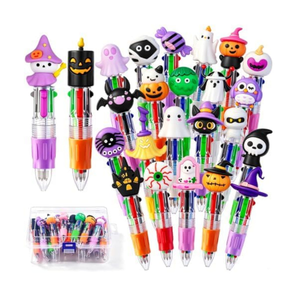 24PCS Halloween Fun Mini Multicolor Pens 4-in-1 for Party Favors Gift