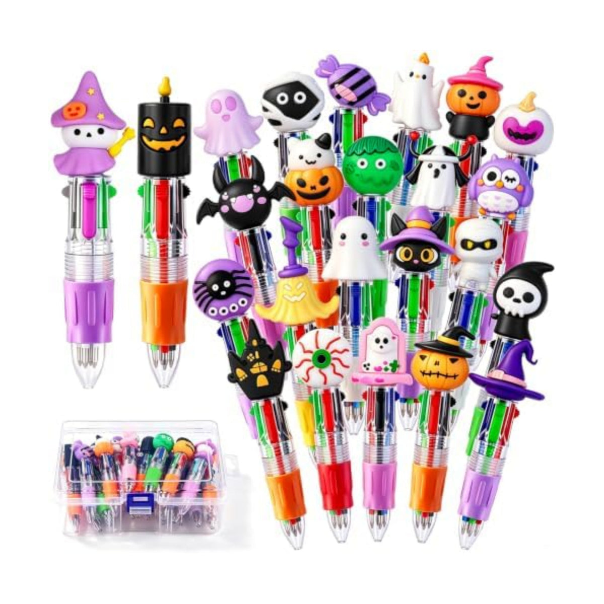 24PCS Halloween Fun Mini Multicolor Pens 4-in-1 for Party Favors Gift