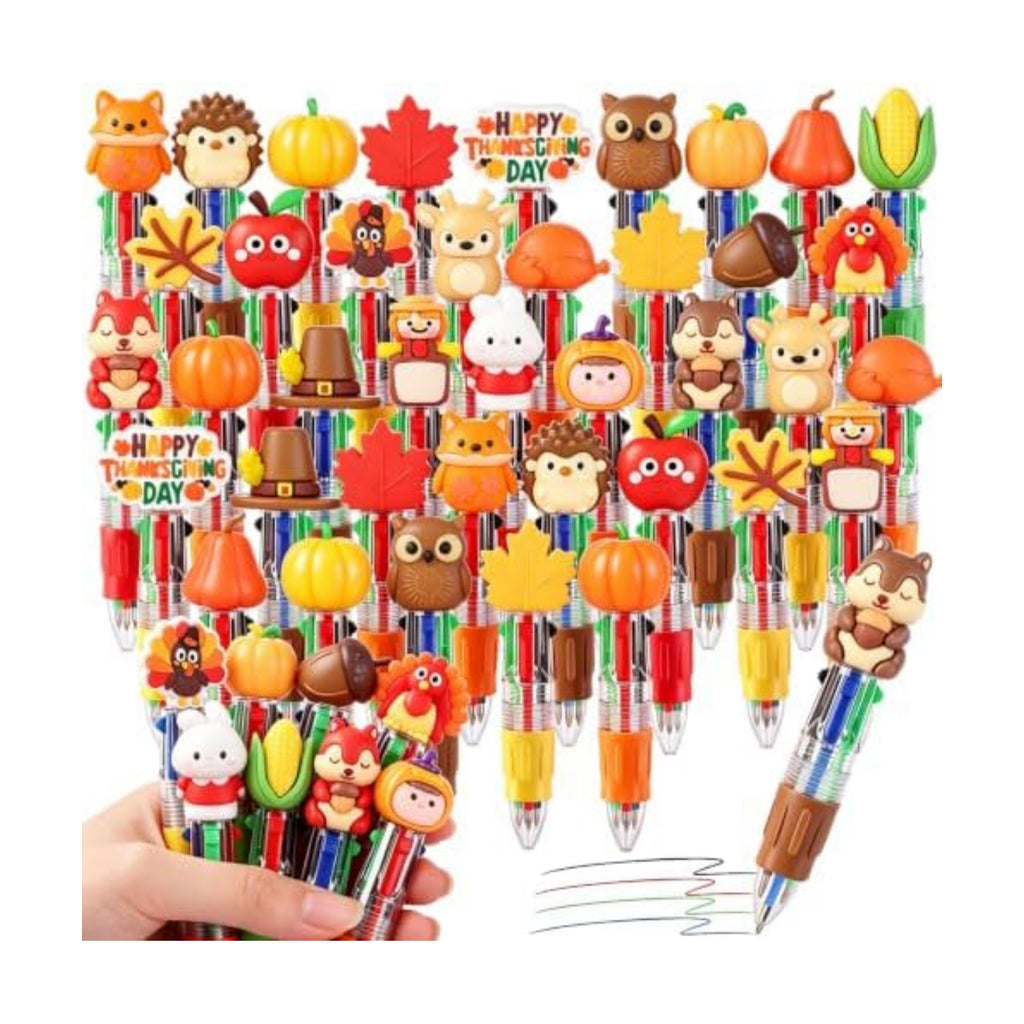 48PCS Thanksgiving Fun Pens Cute Autumn 4-in-1 Multicolor Gift Pens Bulk