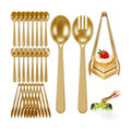 24 Pcs Gold Plastic Serving Utensils Set, Disposable & Reusable Supplies