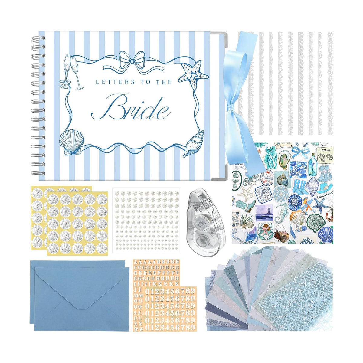 Humyoun Letters to Bride Scrapbook,8.5 X 7 Inch,Ocean,Blue