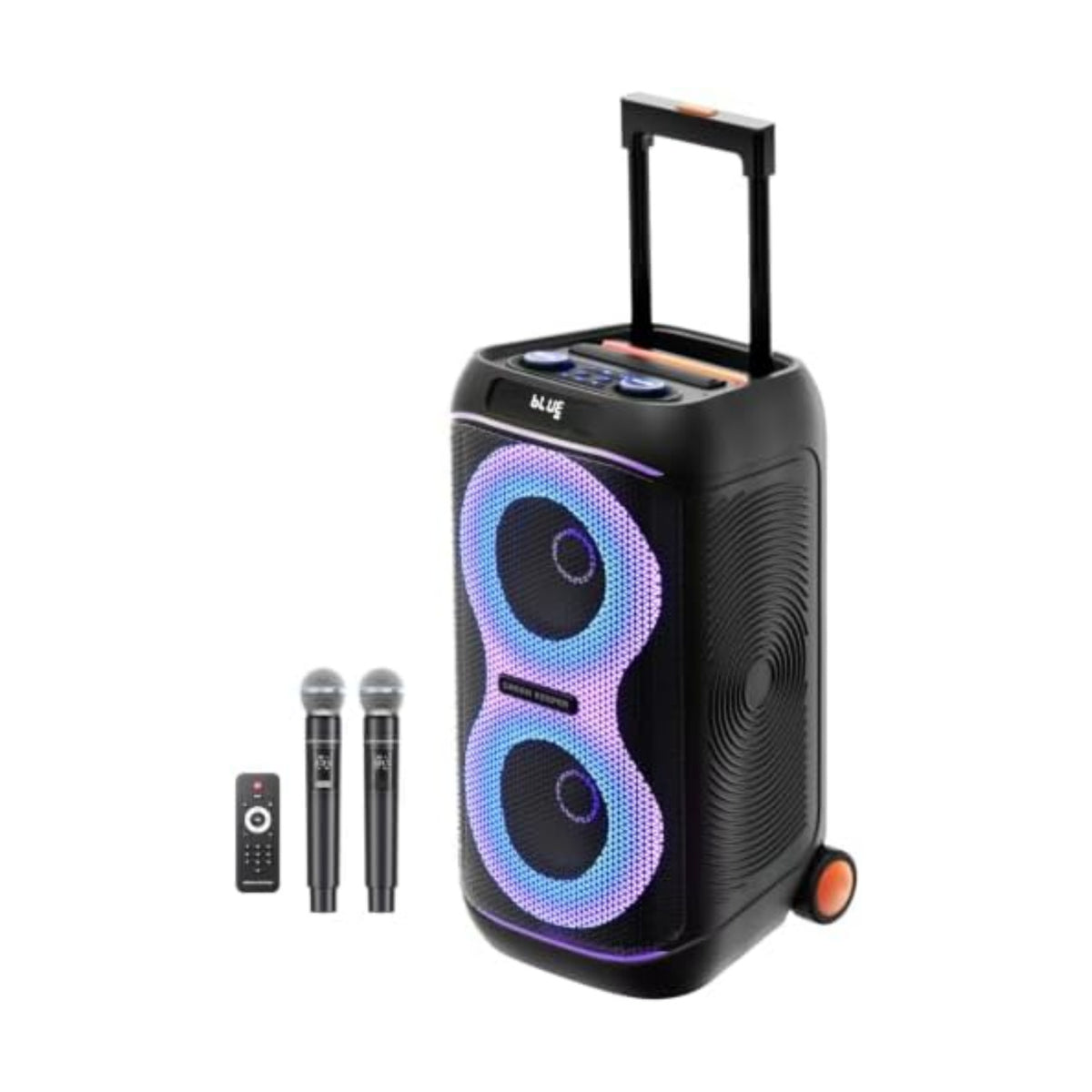 GKDT63 Karaoke Machine with 2 Rechargeable Wireless Microphones, 600W Portable Bluetooth PA Party Speaker with Wheels & Pull Handle, TWS Stereo, LED Lights,DSP Vocal Priority for Adult Outdoor Parties