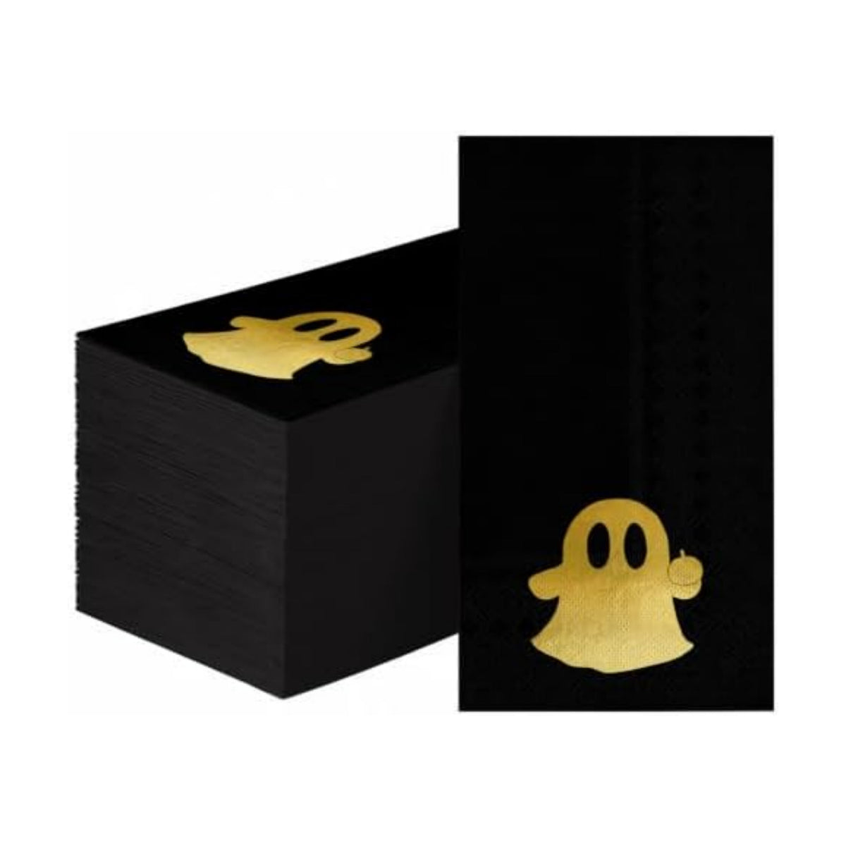 Horaldaily 100Pcs Halloween Paper Napkins, Gold Foil Pumpkin Ghost