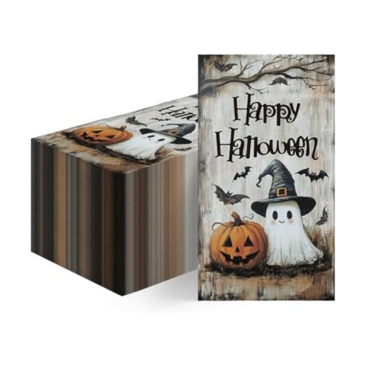 Horaldaily 50Pcs Halloween Paper Napkins, Ghost Happy Halloween