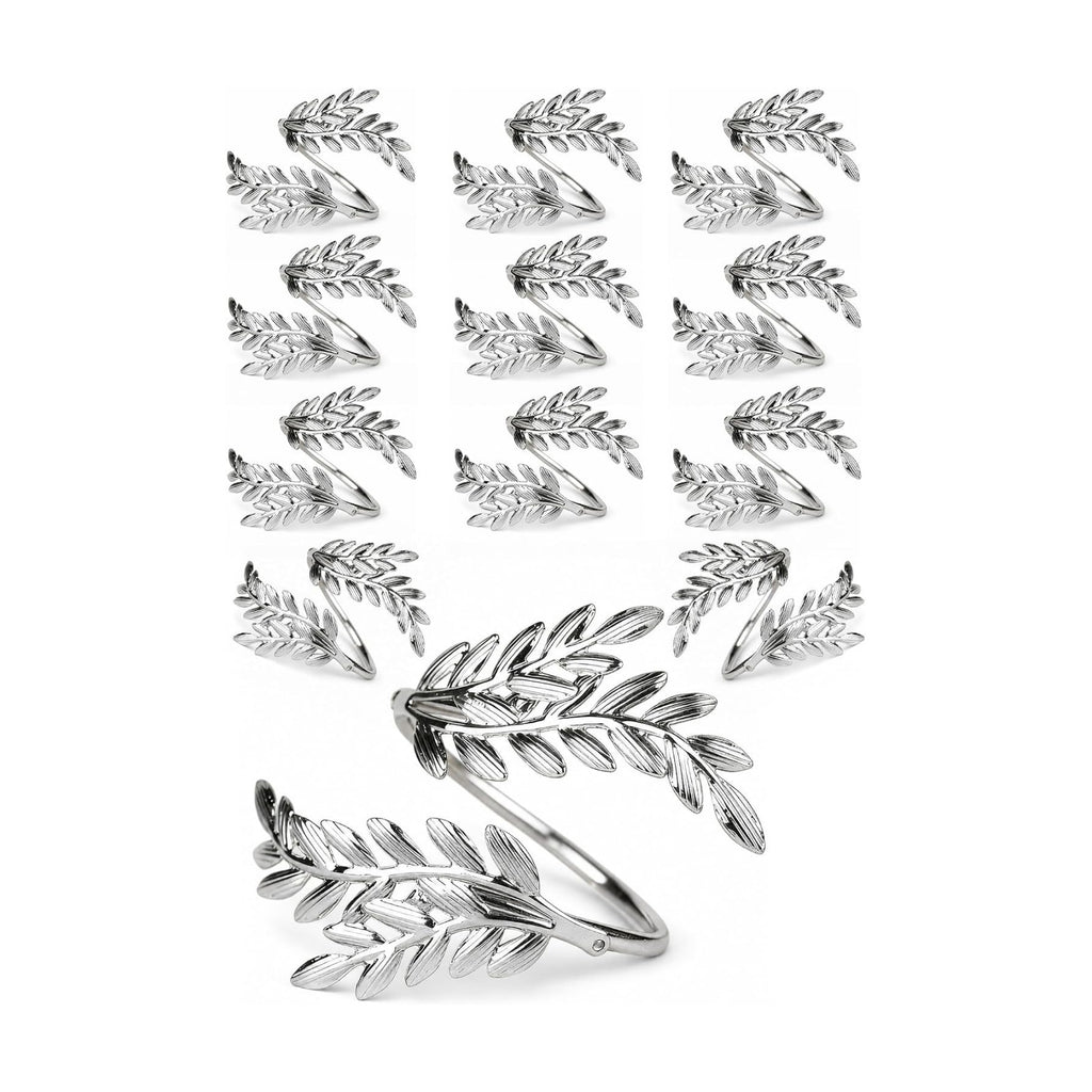 Silver Wheat Napkin Rings Set of 12 for Weddings and Holiday Tables