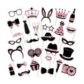 28 Pcs Photo Booth Props for Birthday, Weddings,Mardi Gras,Family Reunion,New Year,Valentines Day,Easter Decor Funny Selfie Props Masquerade Party Decorations (Rose Gold and Black)