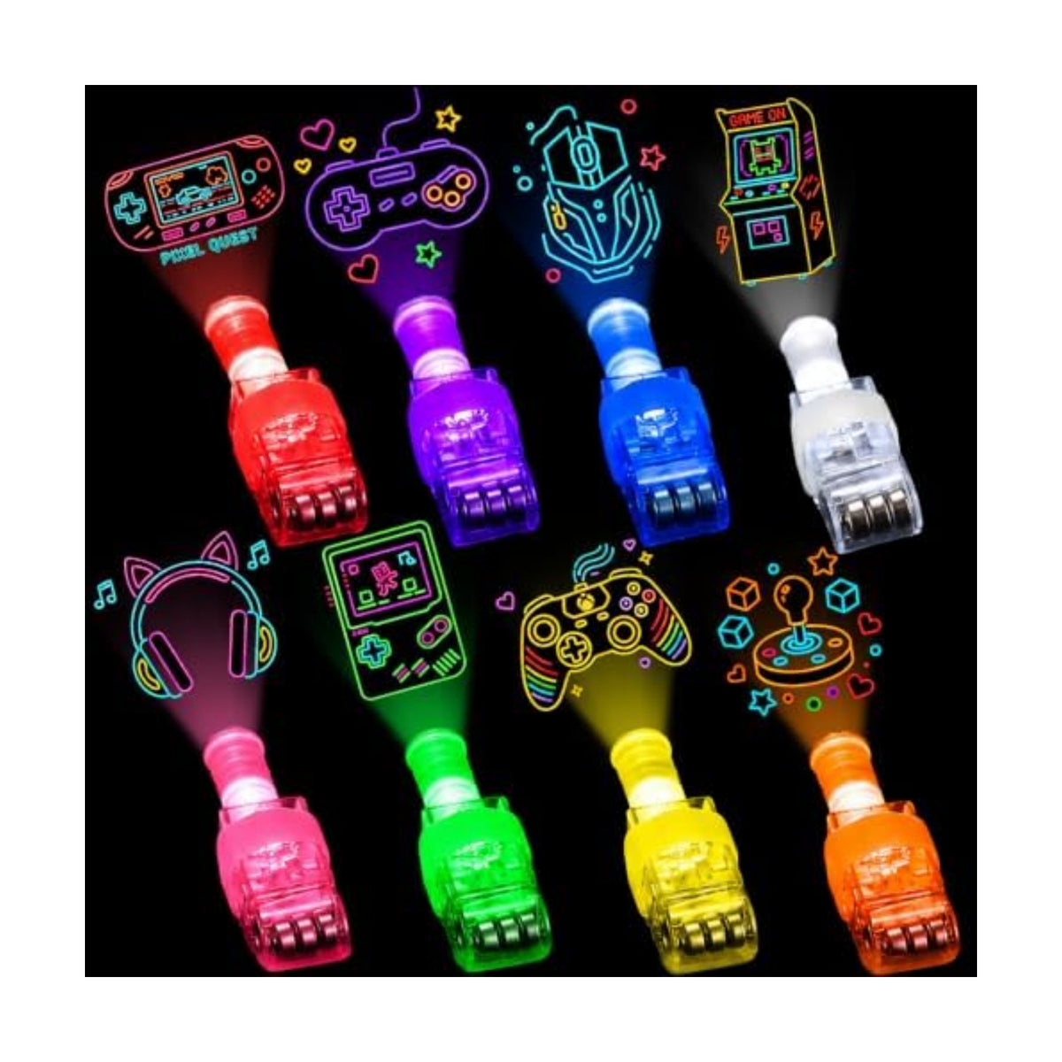 Budbof 40 PCS Party Favors for Kids, LED Finger Lights, 8 Gaming Designs, Birthday Party Favors, Goodie Bag Fillers, Pinata Fillers, Classroom Rewards, Video Game Party Supplies