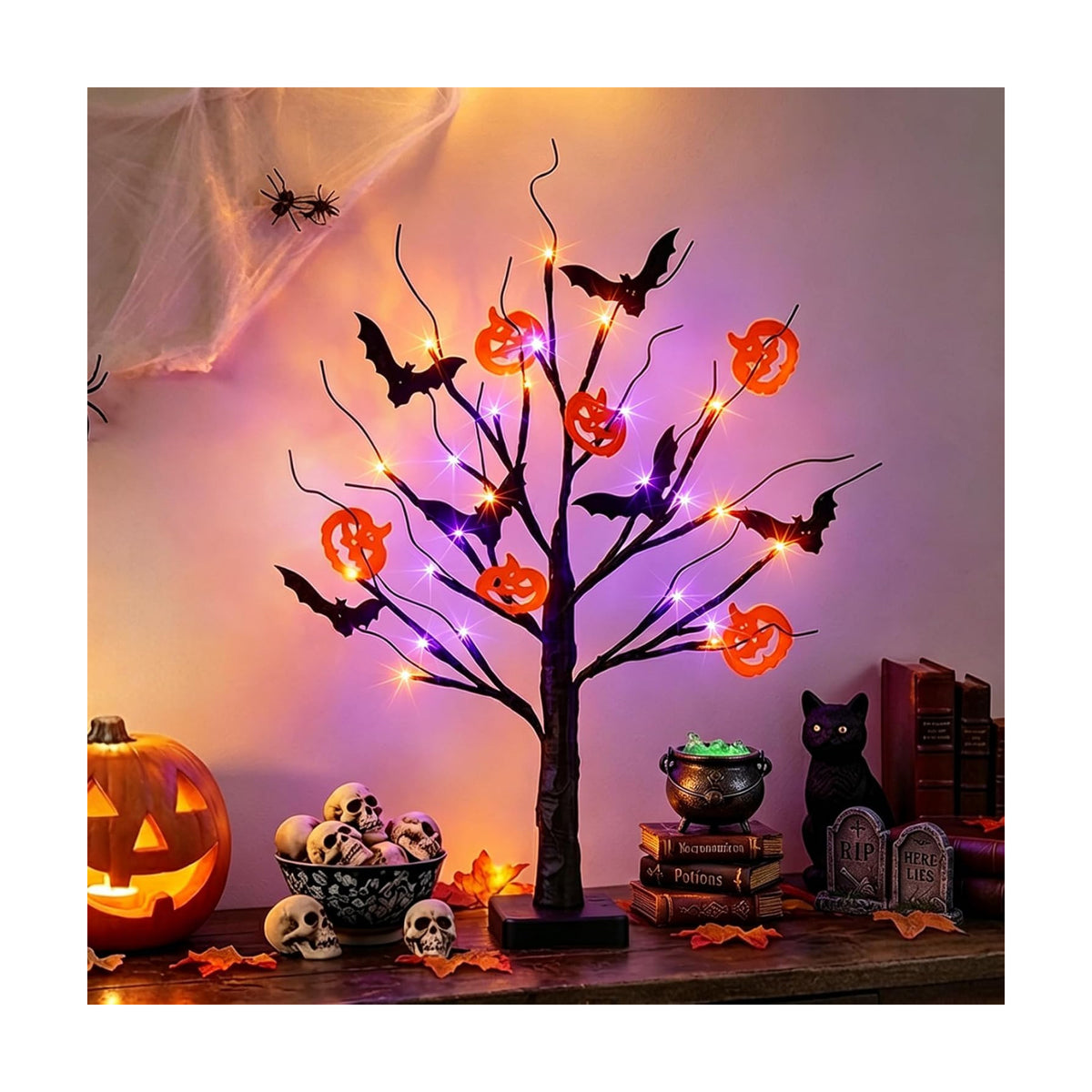 Vanthylit Halloween Decorations, Halloween Tree Lights, Lighted Black Tree