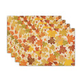 Fall Placemats Set of 6 18x12 Inch Autumn Maple Leaves Linen Place Mats Heat-Resistant Washable Wipeable Orange Season Holiday Table Mat for Party Kitchen Dining Room Dinner Table Decor