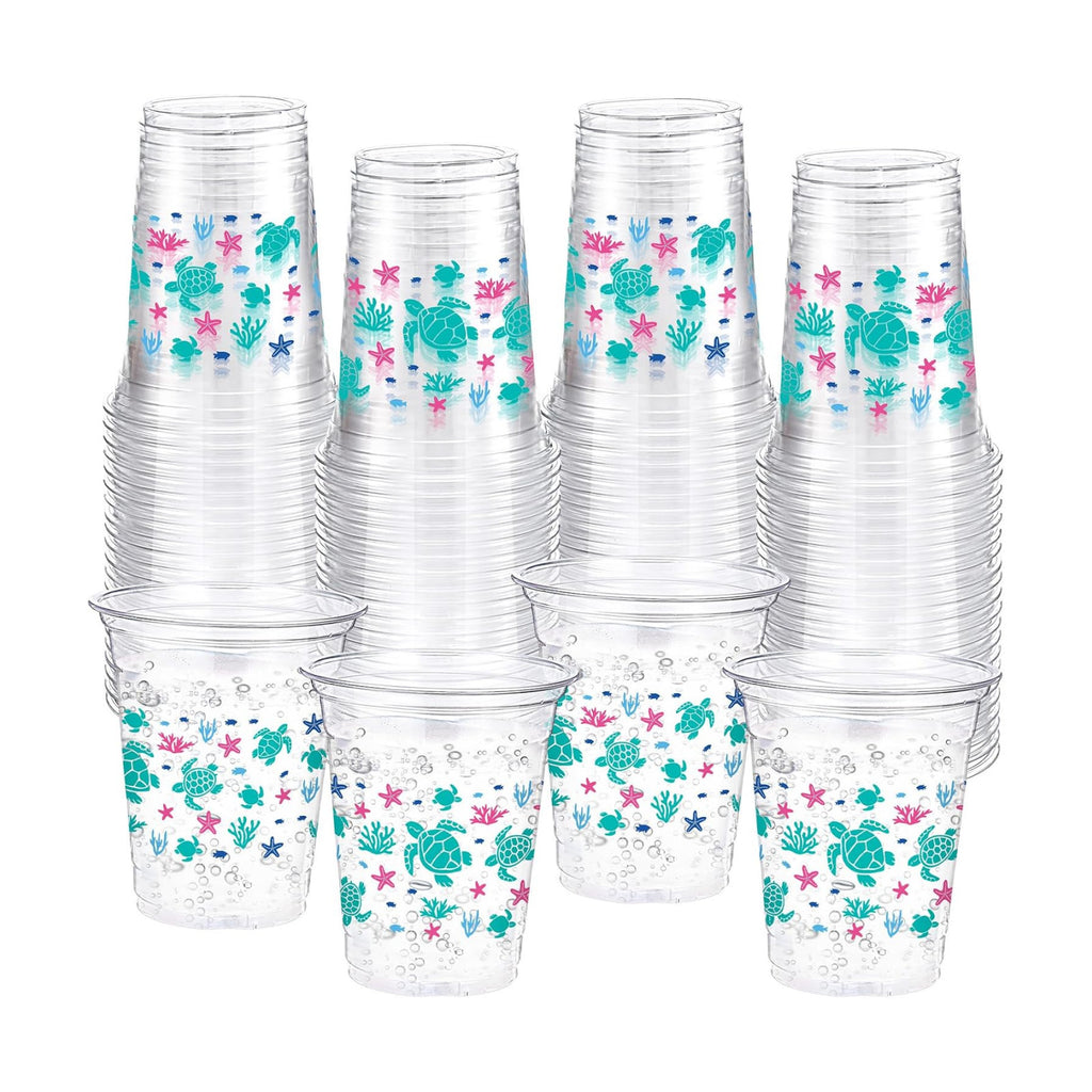 Funnymoom 60 Pack Sea Turtle Plastic Cups 12 oz