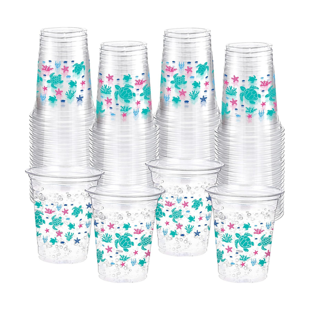 Funnymoom 60 Pack Sea Turtle Plastic Cups 12 oz