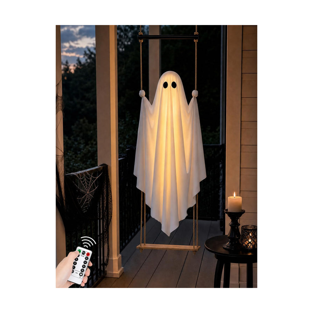 Halloween Decorations Outdoor 3.7FT Pre-Assembled Hanging Swing Ghost